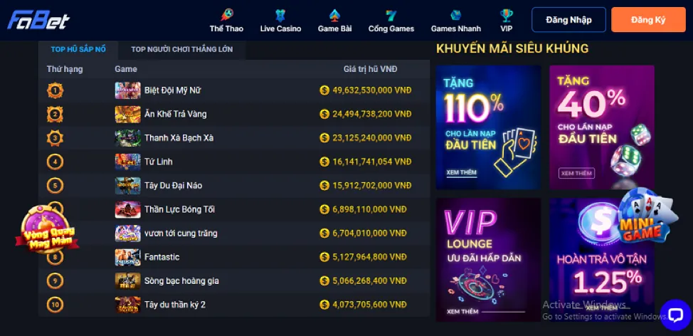 Các chương trình khuyến mãi Slot Games độc quyền tại G168 App
